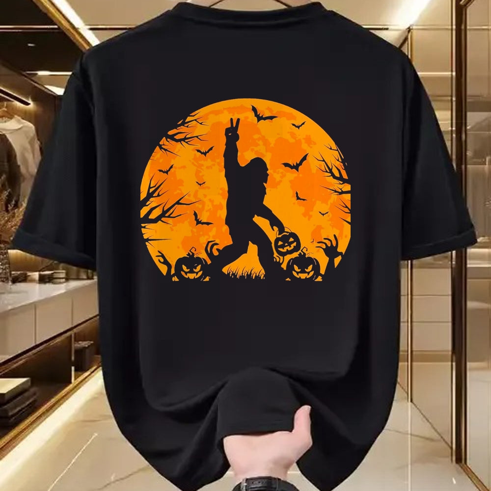 Best Thanksgiving Family Shirt , Funny Thanksgiving UnisexT-Shirt/Hoodie/Sweatshirt HLT00 - Spooky Halloween Bigfoot Pumpkin Funny Halloween Sasquatch T-Shirt, Men, Black, XX-Large