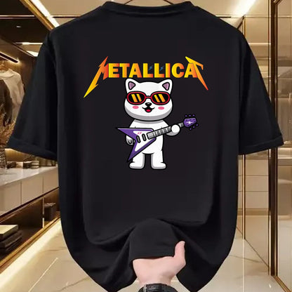 Guitar Lover Shirt, Funny Guitar UnisexT-Shirt/Hoodie/Sweatshirt HLT00 - Metallicat- Funny Cat Rock Cat Playing Guitar T-Shirt for Men Women Girls Kids