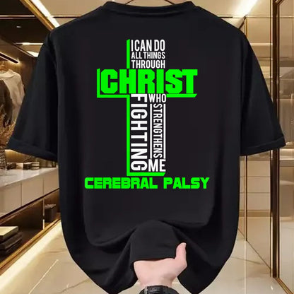 Christian Tee, Christian Faith Unisex T-Shirt/Hoodie/Sweatshirt HLT00 -  All Through Christ Cerebral Palsy Warrior Awareness shirt T-Shirt