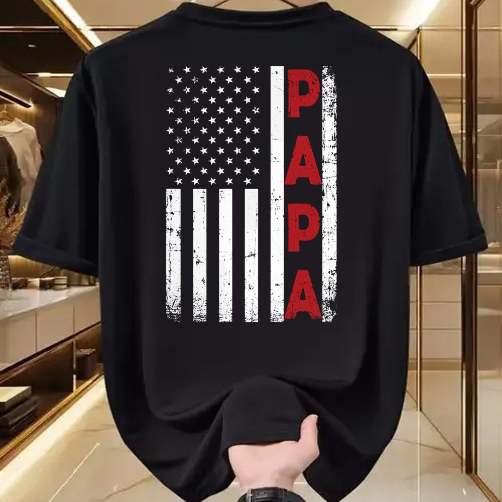 Gift for Dad Shirt, Funny Dad Unisex T-Shirt/Hoodie/Sweatshirt HLT00 – Proud Papa USA Flag Fathers Day Tee Gifts From Grandchildren Long Sleeve T-Shirt
