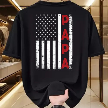Gift for Dad Shirt, Funny Dad Unisex T-Shirt/Hoodie/Sweatshirt HLT00 – Proud Papa USA Flag Fathers Day Tee Gifts From Grandchildren Long Sleeve T-Shirt