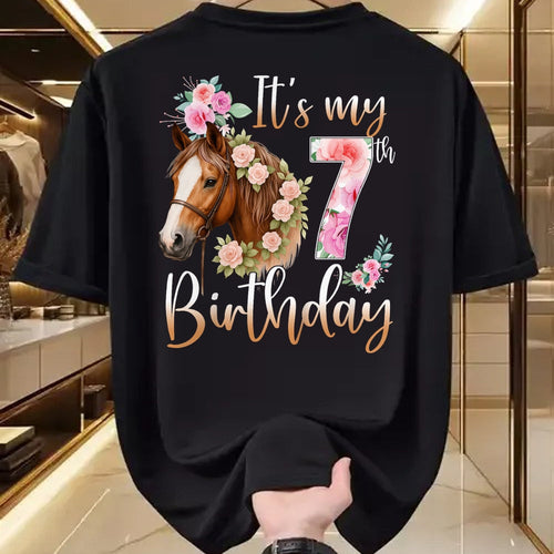 Best Horse Lover Shirt , Funny Horse UnisexT-Shirt/Hoodie/Sweatshirt HLT00 - Kids Birthday 7 Years Old Girl Horse Lovers Florals 7th Bday T-Shirt