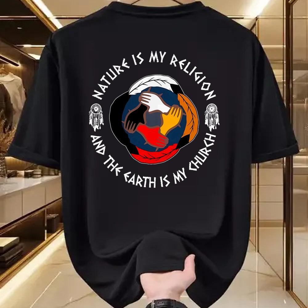 Native American T-Shirts, Vintage Native American Unisex T-Shirt/Hoodie/Sweatshirt HLT00 - Nature Is My Religion And Earth Is My Church Native American
