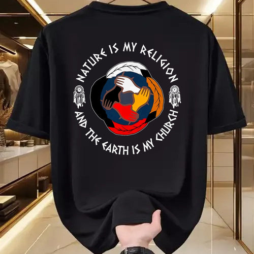 Native American T-Shirts, Vintage Native American Unisex T-Shirt/Hoodie/Sweatshirt HLT00 - Nature Is My Religion And Earth Is My Church Native American