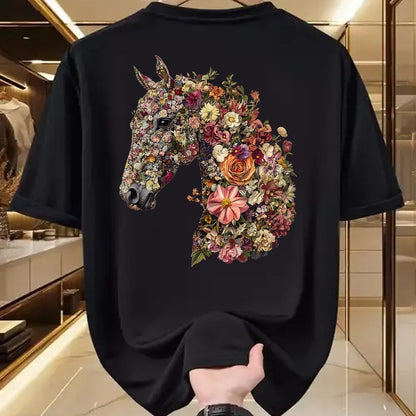Best Horse Lover Shirt , Funny Horse UnisexT-Shirt/Hoodie/Sweatshirt HLT00 - Horse Lover Gifts Floral Horse T-Shirt - Unisex-Adult, Classic Fit, Black, Small, Short Sleeve, Cott