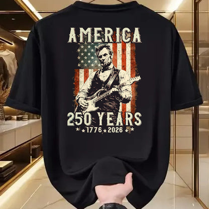 Guitar Lover Shirt, Funny Guitar UnisexT-Shirt/Hoodie/Sweatshirt HLT00 - Vintage Abraham Lincoln Abe Lincoln Playing Guitar 250 Years T-Shirt, Men, Black, 3X-Large