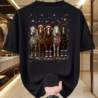 Best Horse Lover Shirt , Funny Horse UnisexT-Shirt/Hoodie/Sweatshirt HLT00 - Christmas Horses Santa Hat Lights Pajama Xmas Horse Lover T-Shirt
