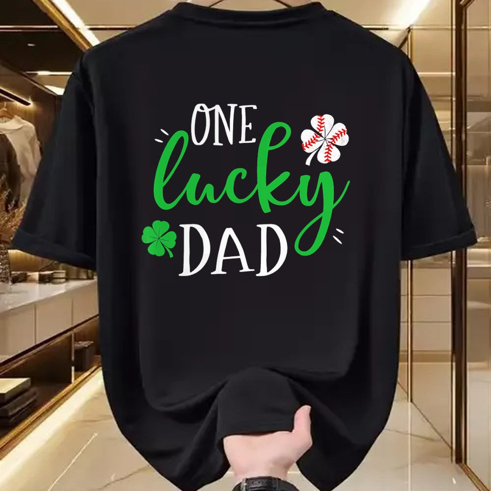 Gift for Dad Shirt, Funny Dad Unisex T-Shirt/Hoodie/Sweatshirt HLT00 – Mens Baseball Dad One Lucky Dad Tee Vintage St Patrick Day Father T-Shirt