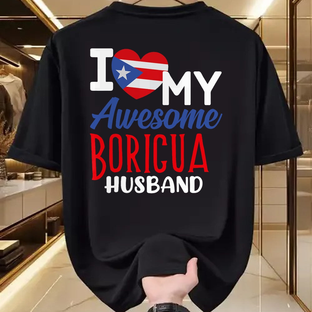 Best Wife Shirt, Wife and Husband Unisex T-Shirt/Hoodie/Sweatshirt HLT00 - Boriqua Puerto Rican Wife I Love My Awesome Boricua Husband T-Shirt
