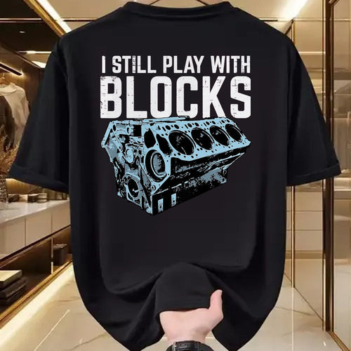 Best Mechanic Life Shirt, Funny Mechanic UnisexT-Shirt/Hoodie/Sweatshirt HLT00 - Mechanic I Still Play with Blocks Funny Car Engine Men Women T-Shirt, Men, Black, 3X-Large