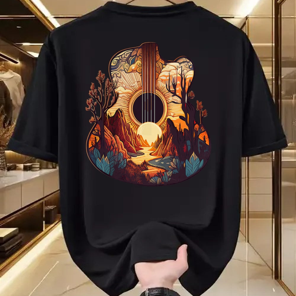 Guitar Lover Shirt, Funny Guitar UnisexT-Shirt/Hoodie/Sweatshirt HLT00 - Guitar Landscape Music Lover- Acoustic Guitar Player Graphic T-Shirt