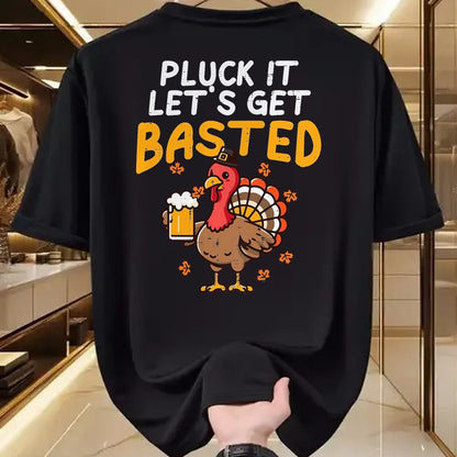 Best Thanksgiving Family Shirt , Funny Thanksgiving UnisexT-Shirt/Hoodie/Sweatshirt HLT00 - Thanksgiving Pluck It Lets Get Basted Funny Fall Dad Men T-Shirt, Men, Black, 3X-Large