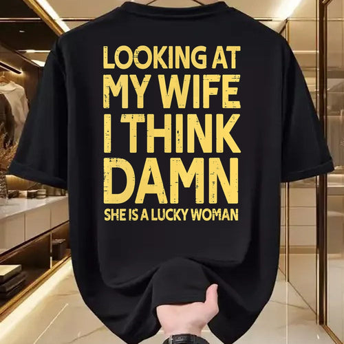 Best Wife Shirt, Wife and Husband Unisex T-Shirt/Hoodie/Sweatshirt HLT00 - Gift for wife T shirt, lucky wife   Womens My Wife Is A Lucky Woman Husband Gift Wife Themed Gift V-