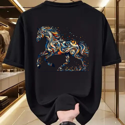 Best Horse Lover Shirt , Funny Horse UnisexT-Shirt/Hoodie/Sweatshirt HLT00 - Elegant Galloping Horse with Intricate Colorful Details Long Sleeve T-Shirt