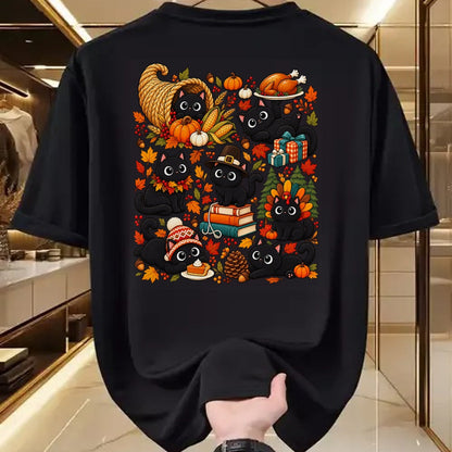 Best Thanksgiving Family Shirt , Funny Thanksgiving UnisexT-Shirt/Hoodie/Sweatshirt HLT00 - Cute Black Cats Thanksgiving Fall Harvest T-Shirt