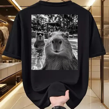 Cute Capybara Shirt, Funny Capybara Unisex T-Shirt/Hoodie/Sweatshirt HLT00 - Funny Capybara Selfie T Shirts for Men and Women Cute Animal Tees