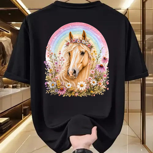 Best Horse Lover Shirt , Funny Horse UnisexT-Shirt/Hoodie/Sweatshirt HLT00 - Girls who Love Horses Birthday Party Costume Rainbow Flowers T-Shirt