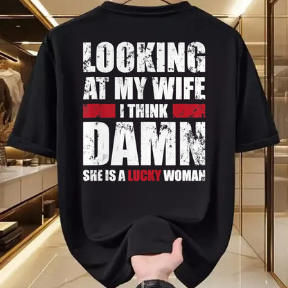 Best Wife Shirt, Wife and Husband Unisex T-Shirt/Hoodie/Sweatshirt HLT00 - Gift for wife T shirt, lucky wife   Mens My Wife - She Is A Lucky Woman - Funny Husband Tank Top