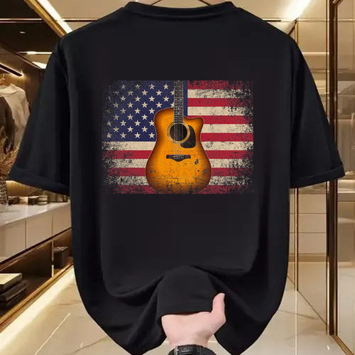 Guitar Lover Shirt, Funny Guitar UnisexT-Shirt/Hoodie/Sweatshirt HLT00 - Guitar 4th of July Gift American Flag USA - Country Music T-Shirt Small