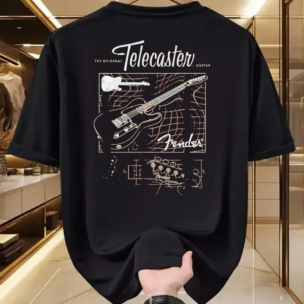 Guitar Lover Shirt, Funny Guitar UnisexT-Shirt/Hoodie/Sweatshirt HLT00 - Fender The Original Telecaster Guitar Schematic Poster T-Shirt, Men, Black, 3X-Large