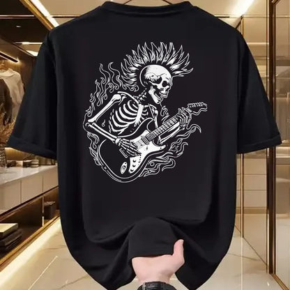 Guitar Lover Shirt, Funny Guitar UnisexT-Shirt/Hoodie/Sweatshirt HLT00 - Punk Rock Skeleton Electric Guitar Rocker Men Boys Kids T-Shirt, Men, Black, Large