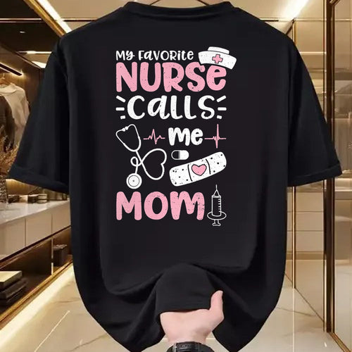 Funny Nurse Shirt, Nurse Unisex T-Shirt/Hoodie/Sweatshirt HLT00 - Womens My Favorite Nurse Calls Me Mom - Mother's Day V-Neck T-Shirt