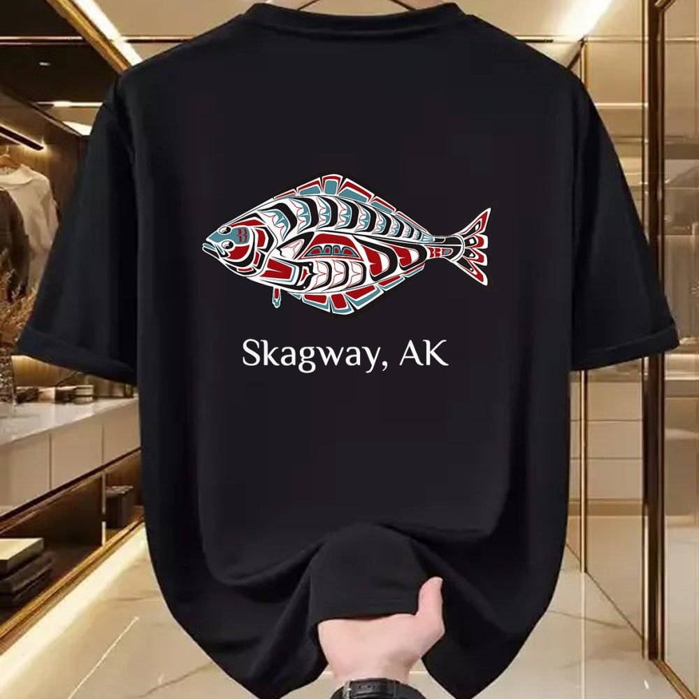 Native American T-Shirts, Vintage Native American Unisex T-Shirt/Hoodie/Sweatshirt HLT00 - Native American Skagway Alaska Halibut Northwest Indian Gift