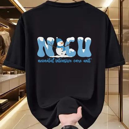 Funny Nurse Shirt, Nurse Unisex T-Shirt/Hoodie/Sweatshirt HLT00 - Winter NICU Nurse Xmas Snowman Neonatal Intensive Care Unit T-Shirt