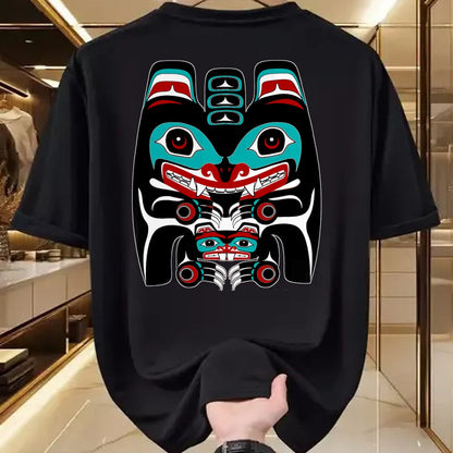 Native American T-Shirts, Vintage Native American Unisex T-Shirt/Hoodie/Sweatshirt HLT00 - Indigenous Alaska Native American Art Style Bear & Beaver