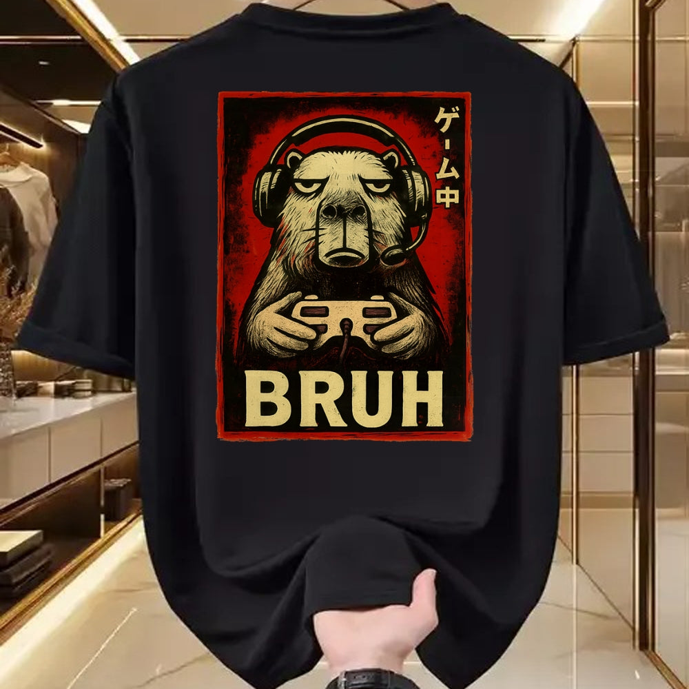 Cute Capybara Shirt, Funny Capybara Unisex T-Shirt/Hoodie/Sweatshirt HLT00 - Funny Capybara Gamer Bruh Graphic Tee Men Boys Teens Gaming T-Shirt