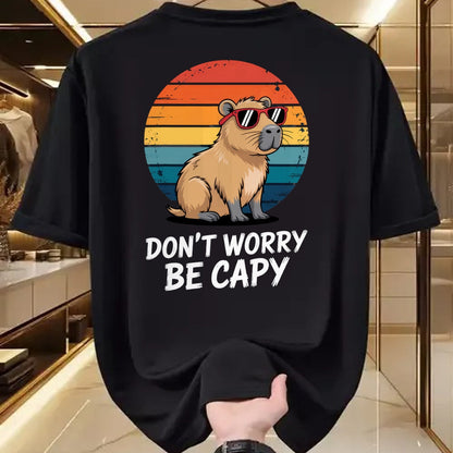 Cute Capybara Shirt, Funny Capybara Unisex T-Shirt/Hoodie/Sweatshirt HLT00 - Don_t Worry Be Capy Relaxed Capybara Lovers Summer Vibes T-Shirt