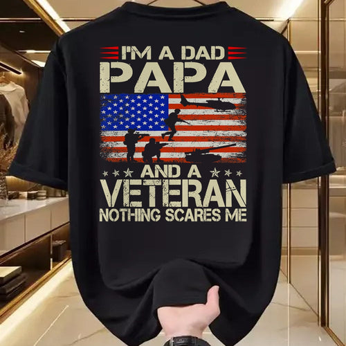 Proud Veteran Shirt, Funny Veteran UnisexT-Shirt/Hoodie/Sweatshirt HLT00 - I_m A Dad Papa and Veteran Funny Retro Dad Dad Grandpa T-Shirt