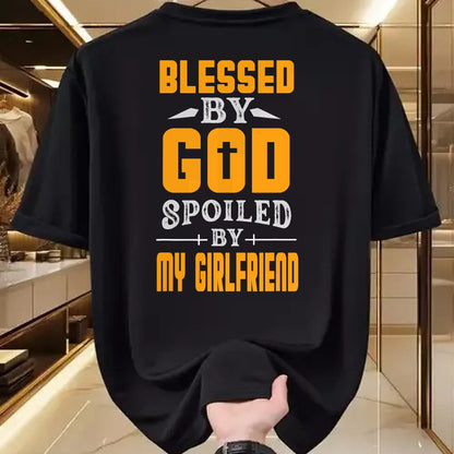 Best Wife Shirt, Wife and Husband Unisex T-Shirt/Hoodie/Sweatshirt HLT00 - Blessed By God Spoiled By My Girlfriend Boyfriend Couples T-Shirt