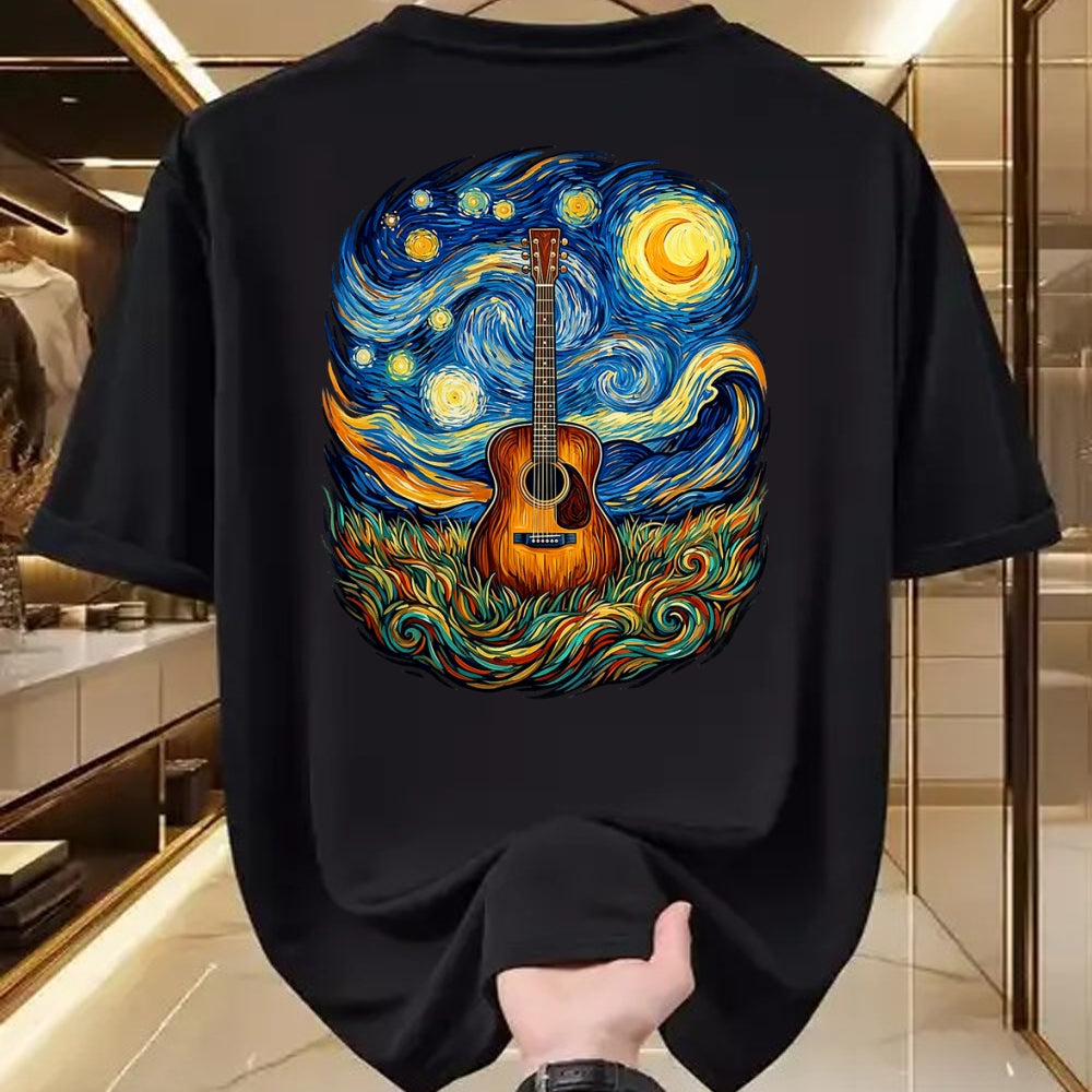 Guitar Lover Shirt, Funny Guitar UnisexT-Shirt/Hoodie/Sweatshirt HLT00 - Acoustic Guitar Starry Night Music Lover Art Men Women Kid T-Shirt