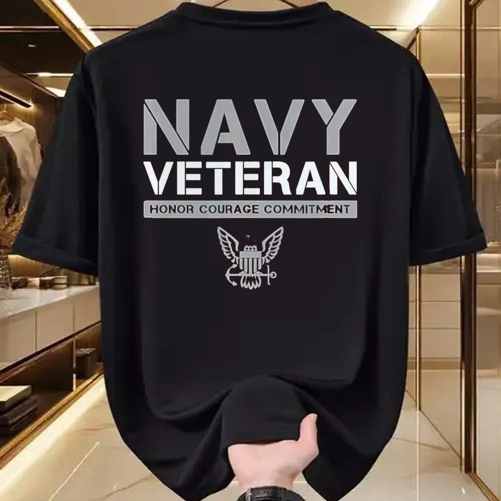 Proud Veteran Shirt, Funny Veteran UnisexT-Shirt/Hoodie/Sweatshirt HLT00 - US Navy - Veteran Honor Courage Commitment T-Shirt, Men, Black, 3X-Large
