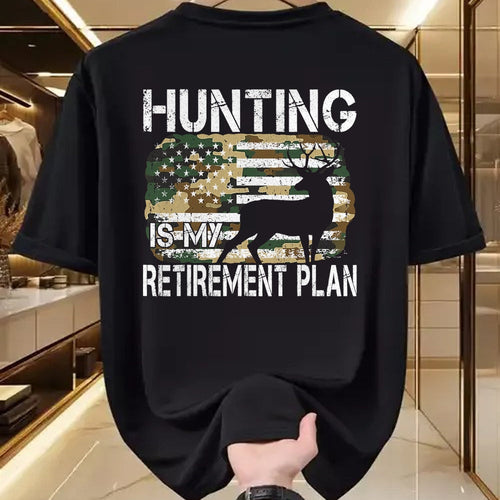 Funny Hunting Shirt, Gift For Hunting Lover Unisex T-Shirt/Hoodie/Sweatshirt HLT00 - Hunting Is My Retirement Plan Deer Camo American USA Flag T-Shirt