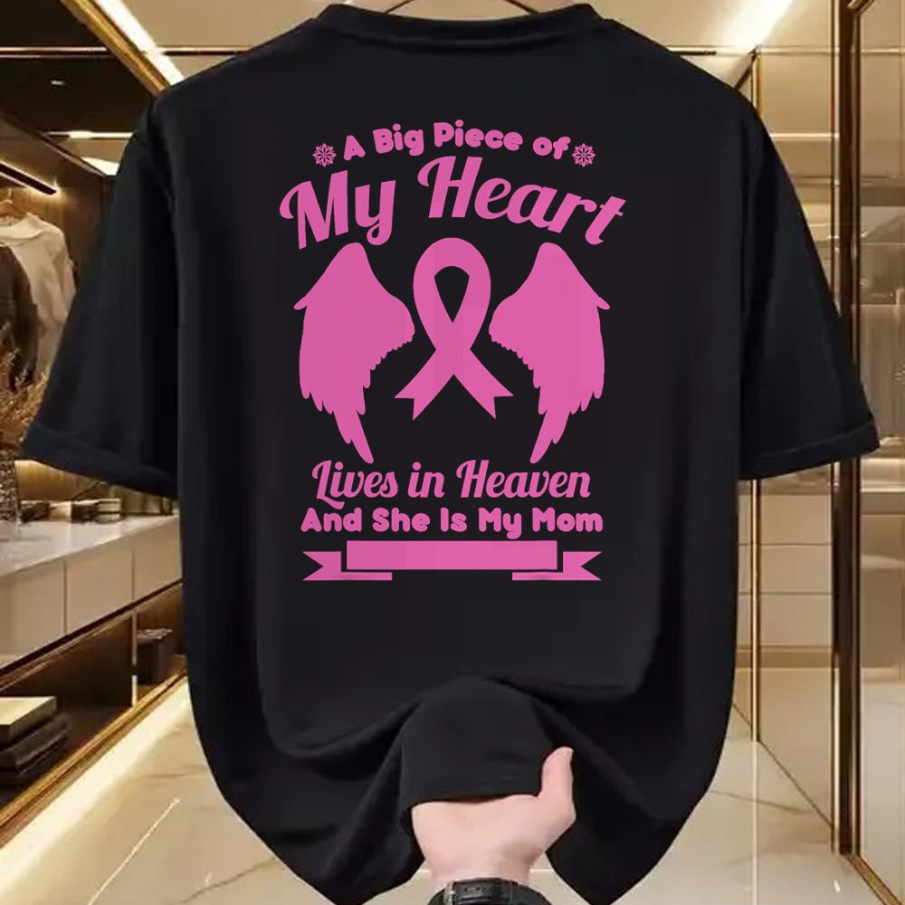 Gift for Mom Shirt, Funny Mom Unisex T-Shirt/Hoodie/Sweatshirt HLT00 - Mom In Heaven Wings Awesome Breast Cancer Awareness Gift T-Shirt