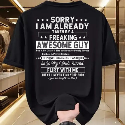 Best Wife Shirt, Wife and Husband Unisex T-Shirt/Hoodie/Sweatshirt HLT00 - Sorry I Am Already Taken By A Freaking Awesome Guy Husband T-Shirt (3)