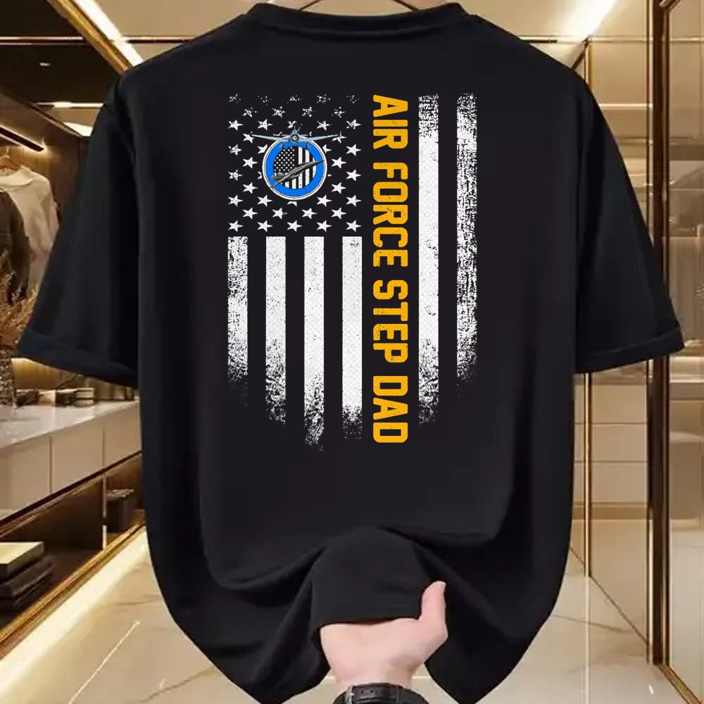 Gift for Dad Shirt, Funny Dad Unisex T-Shirt/Hoodie/Sweatshirt HLT00 – Vintage USA American Flag Proud Air Force Veteran Step Dad T-Shirt