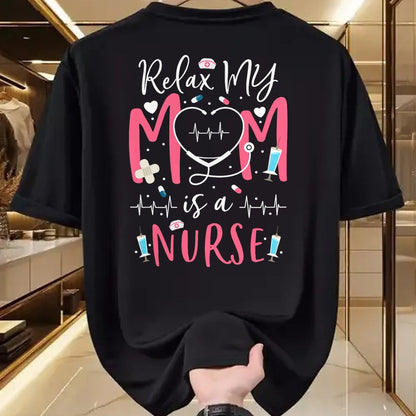 Funny Nurse Shirt, Nurse Unisex T-Shirt/Hoodie/Sweatshirt HLT00 - Relax My Mom Is a Nurse Practitioner Funny NP Nurse's child T-Shirt