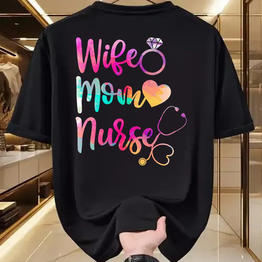 Funny Nurse Shirt, Nurse Unisex T-Shirt/Hoodie/Sweatshirt HLT00 - Wife Mom Nurse T Shirt for Nurses (LPN, BSN, RN, NP)