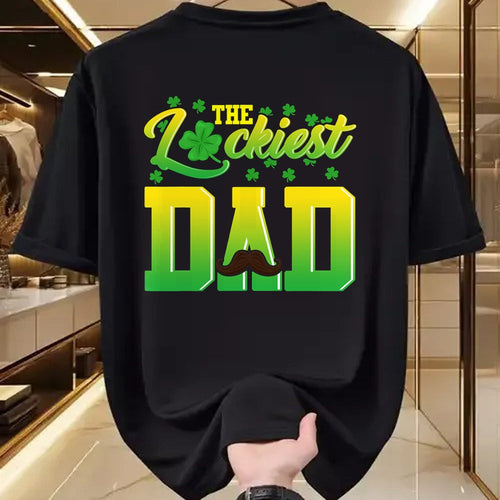 Gift for Dad Shirt, Funny Dad Unisex T-Shirt/Hoodie/Sweatshirt HLT00 – Mens Luckiest Dad Tshirt St. Patrick_s Day Lucky Irish Gift Tee