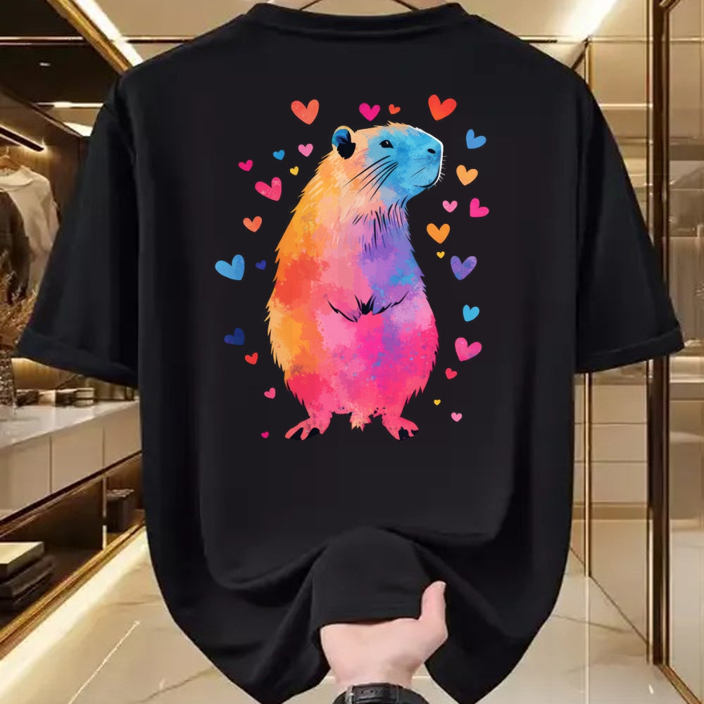 Cute Capybara Shirt, Funny Capybara Unisex T-Shirt/Hoodie/Sweatshirt HLT00 - Colorful Capybara Hearts Long Sleeve T-Shirt