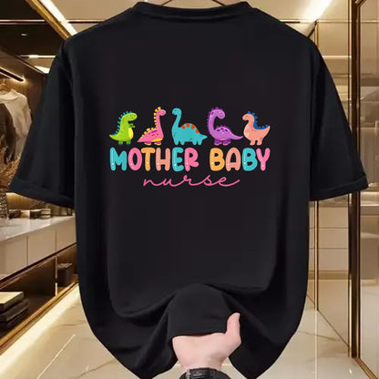 Funny Nurse Shirt, Nurse Unisex T-Shirt/Hoodie/Sweatshirt HLT00 - Women Mother Baby Nurse Dinosaur Postpartum RN Ob Nurse T-Shirt