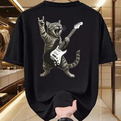 Guitar Lover Shirt, Funny Guitar UnisexT-Shirt/Hoodie/Sweatshirt HLT00 - Funny Cat Playing Guitar Rock and Roll Gifts Men Women Kids T-Shirt