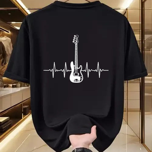 Guitar Lover Shirt, Funny Guitar UnisexT-Shirt/Hoodie/Sweatshirt HLT00 - Cool Bass Guitar Heartbeat Design for Bass Player Men Women T-Shirt, Men, Black, 3X-Large