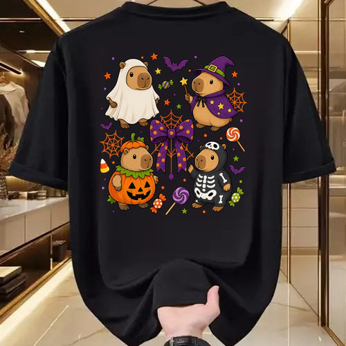 Cute Capybara Shirt, Funny Capybara Unisex T-Shirt/Hoodie/Sweatshirt HLT00 - Funny Cozy Capybara Autumn Fall Spooky Season Halloween T-Shirt