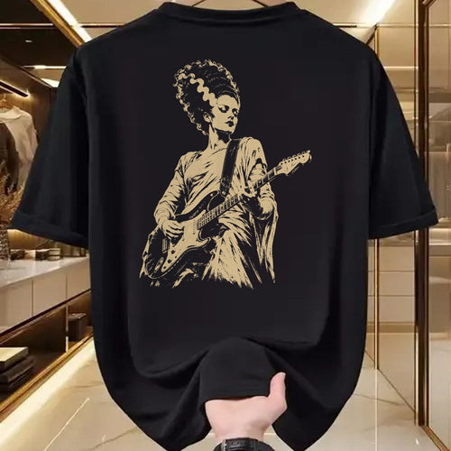 Guitar Lover Shirt, Funny Guitar UnisexT-Shirt/Hoodie/Sweatshirt HLT00 - Bride of Frankenstein Playing Guitar Halloween Guitarist T-Shirt