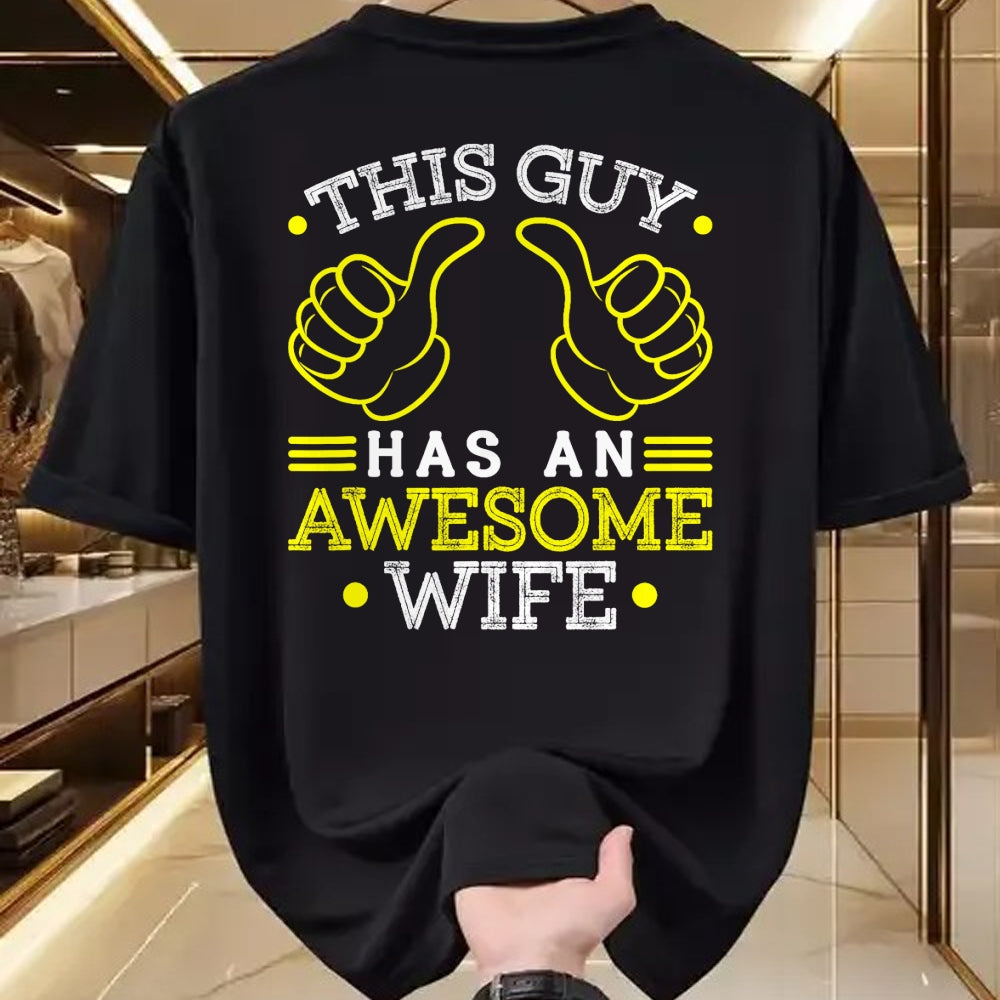 Best Wife Shirt, Wife and Husband Unisex T-Shirt/Hoodie/Sweatshirt HLT00 - This Guy Has An Awesome Wife Gift For Husband Funny Gift T-Shirt (1)