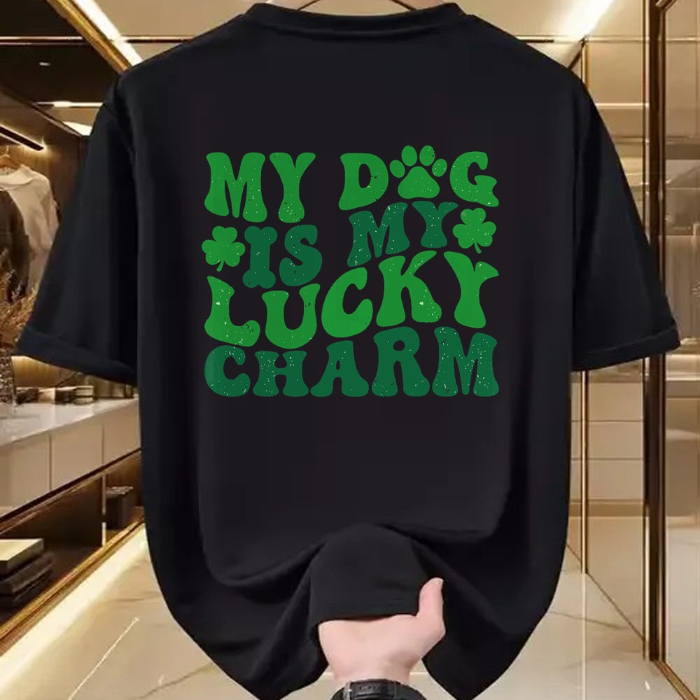 Gift for Mom Shirt, Funny Mom Unisex T-Shirt/Hoodie/Sweatshirt HLT00 - My Dog Is My Lucky Charm Retro St Patricks Day Dog Mom T-Shirt